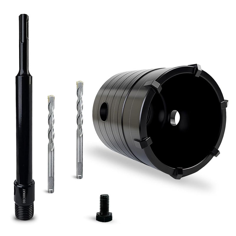 DECKRKAT 2-1/8" Concrete Hole Saw Kit,Electroplated Black Quenching Tech,Heavy-Duty Thickened Alloy Teeth,SDS Plus Shank & 2 Center Bits for Concrete,Brick,Stone. - Image 1